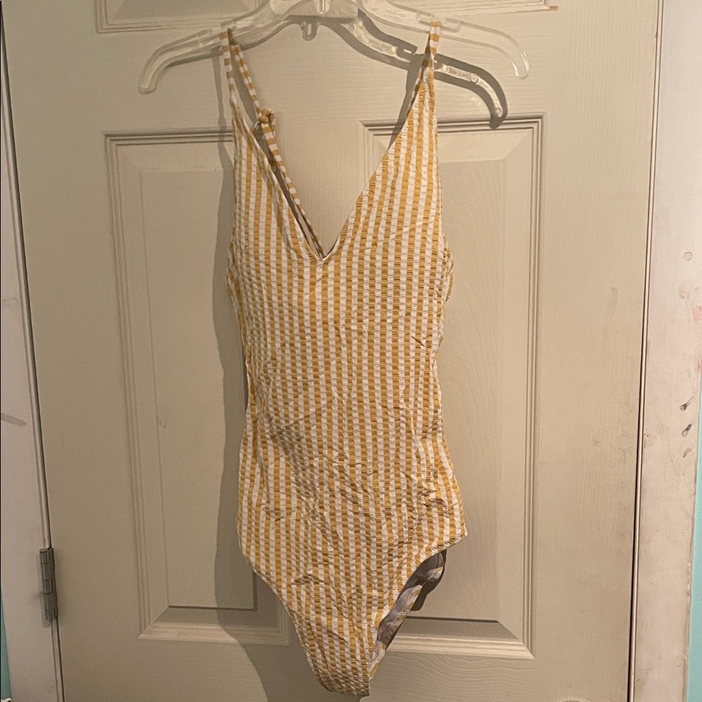 Jessica Simpson Yellow Checkered One Piece Swimsuit